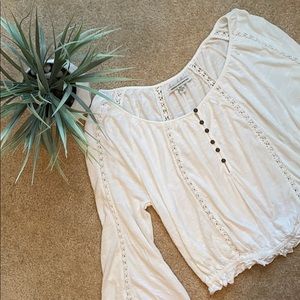 American eagle white peasant top size small s